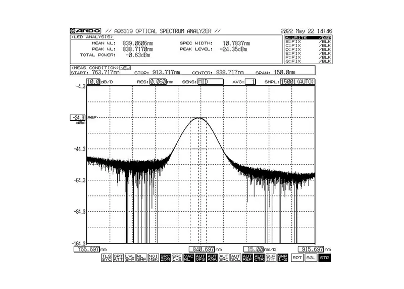 840nm 5mW 10nm bandbreedte SLED breedband lichtbronmodule 840nm 5mW 10nm bandbreedte SLED breedband lichtbronmodule